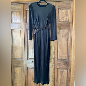 Shona Joy Black Arienzo Asymmetrical Lace Up Maxi Dress